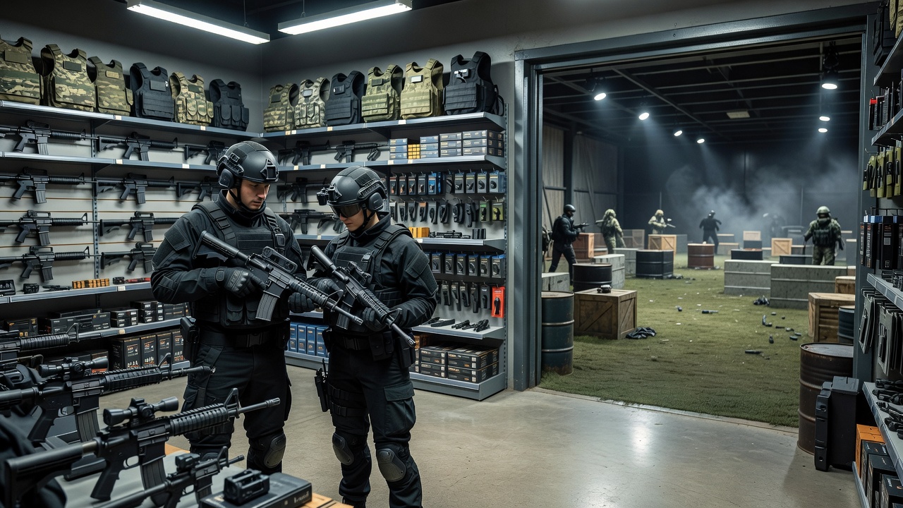 GUNSnLASERS Jugla Airsoft Arena and Store venue layout in Latvia